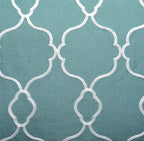MIUCO Moroccan Embroidered Semi Sheer Curtains Faux Linen Grommet Window Panel Pair for Bedroom 52 x 63 Inch, Teal