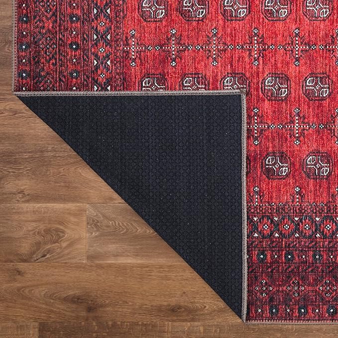 Keen Home Design 5x7 Rug - Machine Washable Area Rug with Non-Slip Backing, Ideal for Living Room, Dining Room, Bedroom - Vintage, Easy Clean, Durable, Low Pile Rug - (5' x 7')