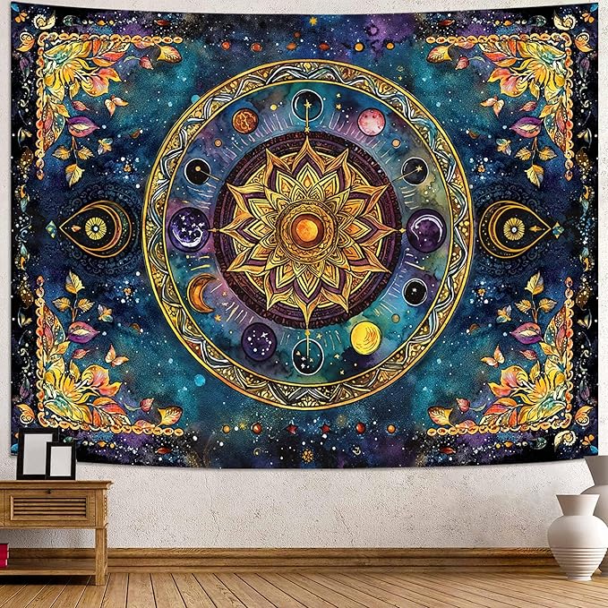 Lunerfex Mandala Solar System Tapestry Boho Tapestry for Bedroom Galaxy Tapestries Wall Hanging Living Room Wall Art and Home Decor 60x80