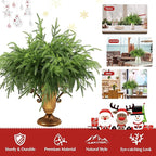 18Pcs Artificial Norfolk Pine Branches 18" Plastic Christmas Plants Decor Faux Greenery Stems Pine Picks Outdoor Faux Plants UV Resistant for Xmas Indoor, Front Porch Home Décor (18, 18inch)