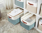 DECOMOMO Storage Baskets for Shelves - Fabric Closet Organizers and Storage Bins, Perfect Baskets for Organizing Closet Toys Nursery (Green and White, XL - 3 Pack)