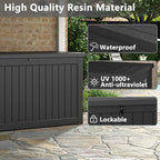 180 Gallon Outdoor Storage Box, Deck Box Resin Waterproof and UV Resistant Lightweight Deck Box for Garden Tools, Pool Supplies Organization