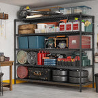 REIBII 85.7"H Storage Shelves 2998LBS Metal Shelving Units with Wheels&Feet, 5 Tier Garage Shelving Heavy Duty Adjustable Wire Shelf for Pantry Garage Commercial Industrials, 85.7"H X 55.5"W X 24.2"D