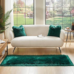 AMTOVO Faux Fur Rug, Dark Green Ultra Soft Fluffy Shag Sheepskin Rug, 2 x 6 ft Runner Area Rugs for Bedroom Sofa Throw Cushion Room Decor, Rectangle