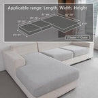 Couch Cushion Covers for Sectional Sofa, Stretch Soft Sofa Slipcovers Washable Wear-Resistant Universal Furniture Protector for Living Room(2 Seaters Covers+1 Chaise Cover, Light Gray)