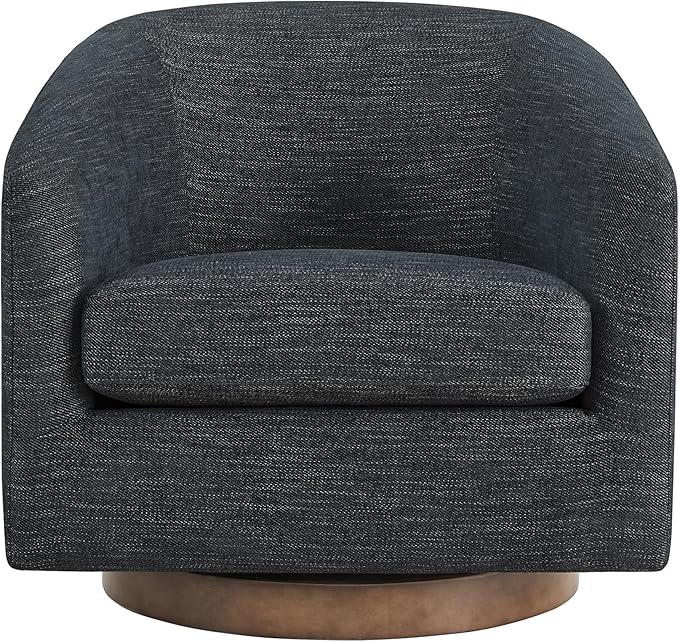 CHITA Swivel Accent Chair, FSC Certified Upholstered Fabric Barrel Chair for Living Room, Fully Assembled, Midnight