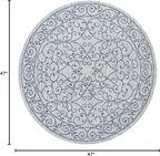 JONATHAN Y Vintage Filigree Indoor Outdoor Round Area Rug 4 Ft Gray/Navy, Charleston Textured Weave for Backyard, Patio, Porch, Easy-Cleaning, High Traffic, Pet-Friendly, Non-Shedding (SMB106C-4R)