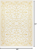 JONATHAN Y Vintage Filigree Indoor Outdoor Area Rug 5X8 Cream/Yellow, Charleston Textured Weave for Backyard, Patio, Porch, Easy-Cleaning, High Traffic, Pet-Friendly, Non-Shedding (SMB106M-5)