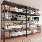 REIBII 1600LBS Storage Shelves Metal Shelving 5 Tier Wire Shelving Unit, 69.8" W Pantry Shelves Kitchen Shelves Adjustable Wire Shelf for Garage Storage Shelves, 69.8" Wx15.8 Dx72.4 H, Black
