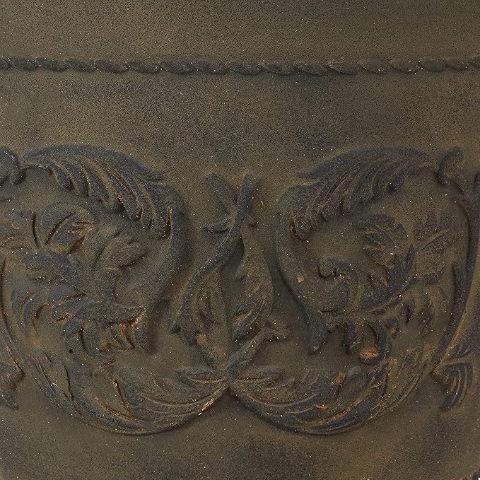 Sunnydaze 19.5-Inch Arabella Large Plant Pot - Polyresin Round Outdoor Planter with Drillable Drainage Holes - 2 Pack - Sable