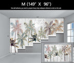 Hand Painted Coconut Tree Wallpaper Bedroom Tropical Plants Leaves Landscape Wall Mural Living Room (Not Peel and Stick)
