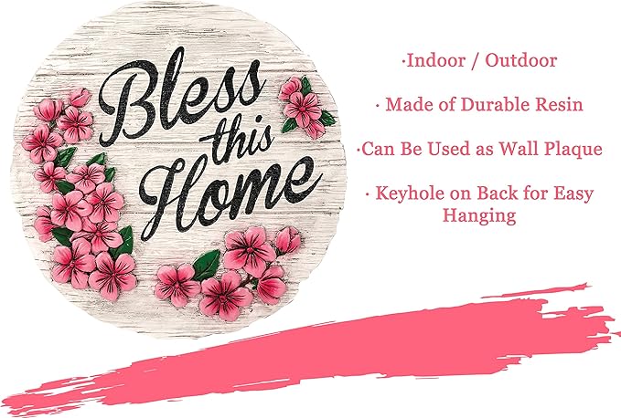 Spoontiques - Garden Décor - Bless This Home Stepping Stone - Decorative Stone for Garden