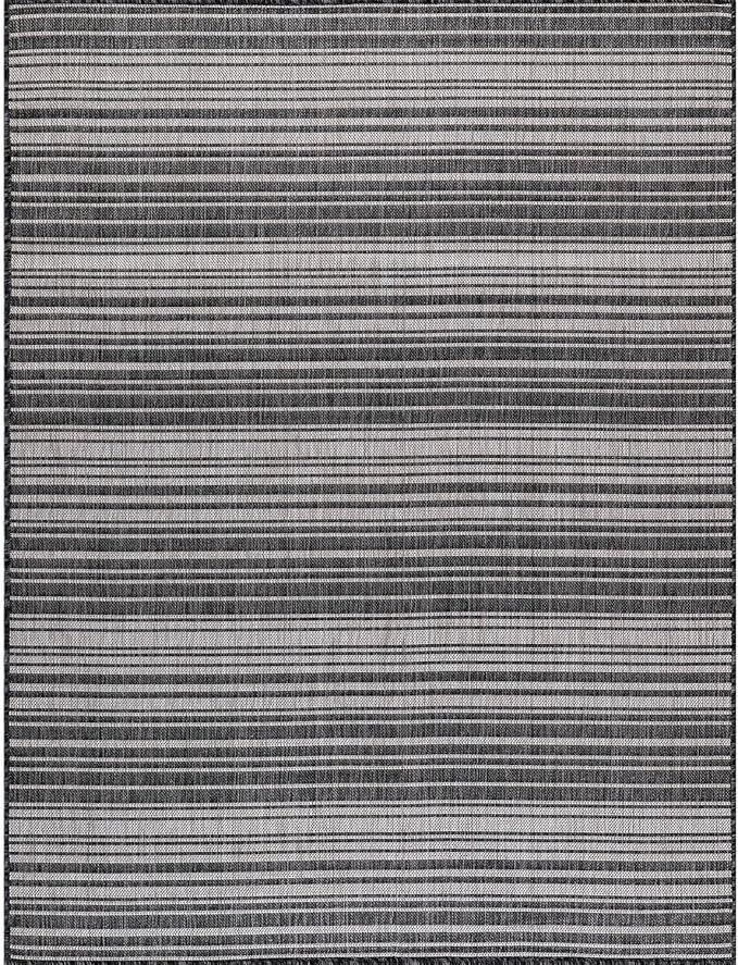 Stripe Outdoor Rug 6x9 Washable Outside Carpet for Indoor Patio Porch Waterproof Easy Cleaning Non Shedding Area Rugs Dark Gray 6 x 9