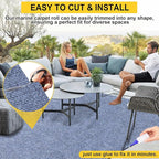 Marine Carpet,6 FT x 18 FT Blue-Gray Indoor Outdoor Carpet 0.2" Thick Boat Carpet with Water-Proof TPE Backing, Non-Slide Outdoor Marine Carpet Roll for Home, Patio, Porch, Deck