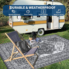 GAOMON Outdoor Patio Rug 9x12 Waterproof Reversible Plastic Straw Rug, Large UV-Resistant Portable RV Camping Mats, Indoor Outdoor Rugs for Outside Deck Porch Garden RV, Gray & White