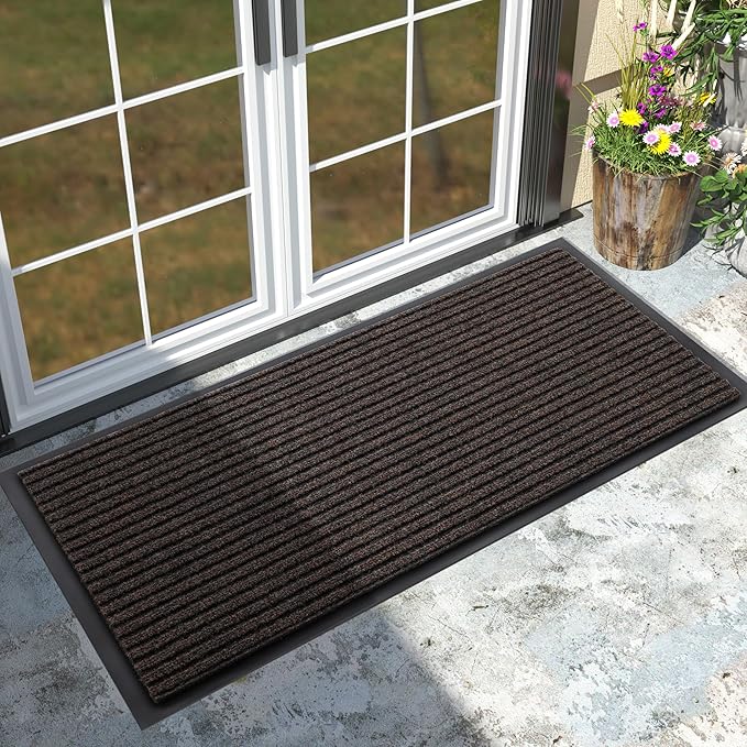 Yimobra Front Door Mat Outdoor Indoor Entrance, 100% Waterproof All-Season All Weather Doormat, Welcome Matt Outside Entry, Non Slip, Low Profile, Heavy Duty Patio Porch Floor Mats,47 x 24