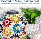 Sunnydaze 10 inch Solar Gazing Ball for Garden - Glass Outdoor Gazing Globe - Midsummer Dahlias - Set of 2