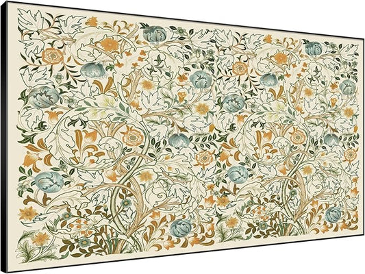 SIGNWIN 46"x72" Extra Large Framed Wall Art Vintage Botanical Floral with Golden and Teal Leaves, Elegant Nature Illustration for Home Living Room Bedroom Decor (Frame Assembly Required)