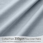 MIULEE 100% Blackout Curtains 90 Inch Long 2 Panels Set for Bedroom, Thick Faux Linen Black Out Curtain Room Darkening Back Tab Pleat Window Textured Drapes with Hooks for Living Room, Chambray Blue