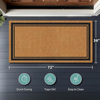 Barnyard Designs Natural Coco Coir Heavy Duty Backing Doormat - Large Cute Non-Slip Front Door Welcome Mat for Outside Entrance or Porch Entry, Brown (36x72, Border)