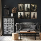 LANCHI95 6 Pcs 8x10in Vintage Rustic Witch Posters Halloween Wall Art Witch in The Forest Painting Prints Goth Dark Moody Wall Decor for Living Room Bedroom 8x10 in (UNFRAMED)