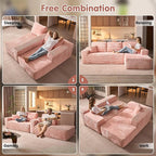 ovios 104" Cloud Sectional Couch with L-Shape Chaise,Modern Modular Sofa with Deep Seat, Upholstered Couches for Living Room Bedroom,No Assembly Required, Pink (Plush Corduroy Fabric)