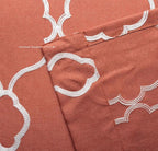 MIUCO Moroccan Embroidered Semi Sheer Curtains Faux Linen Extra Wide Grommet Window Panel Pair for Bedroom 52 x 95 Inch, Rust