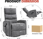 Manual Swivel Rocker Recliner Chair for Adults, Overstuffed Reclining Glider Chair for Nursing with Vibration Massage & Heat, Living Room Rocking Recliner 3-Stage backrest, Chenille Fabric Dark Gray
