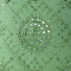 Eyes of India Embroidered Decorative Boho Throw Pillow Cover with Mirrors, Handmade Bohemian Accent Cushion Case for Sofa Couch Bedroom Living Room (Green, 24" x 24")