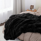 Bedsure GentleSoft Fuzzy Sherpa Faux Fur Twin Blanket Black Cozy Gifts for Women Men, Soft Fleece Plush Warm Minky Thick Blanket Twin Size for Bed, Couch, Dorm Essentials Black Decor Gifts, 60x80