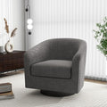 Swivel Barrel Accent Chair, Modern Round Linen Arm Chair for Living Room, Bedroom, Comfy Club Reading Chairs for Adults（Linen Fabric, Grey, Set of 1