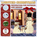 4FT Pop-Up Snowman Family, Pre-Lit Holiday Decoration Sign with 270 LED Lights, Customized Placement Holiday Display for Indoor, Outdoor