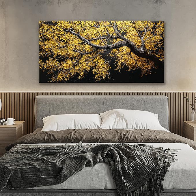 Modern Wall Art Nature Canvas Art Wall Decor Abstract Wall Decor Prints Painting Gold Tree Botanical Abstract Wall Art Picture For Bedroom Living Room Dining Room Home Office Artwork 24"×48"