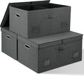 75 Quarts Extra Large Decorative Storage Bins with Lids, 3 Packs Dark Gray Collapsible Storage Bins with Lids, Stackable Storage Bins Decorative Box Storage With Lid Extra Large