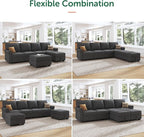 HONBAY Sectional Sofa with Storage Seat U Shaped Couch with Reversible Chaise Convertible Sectional Couches for Living Room,Dark Grey