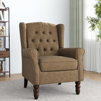 Lumibee High Back Accent Chair,Upholstered Wingback Armchair with Solid Wood Legs for Small Spaces,Comfy Single Sofa Chair for Living Room,Bedroom,Office-Gray