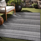 Stripe Outdoor Rug 5x7 Washable Outside Carpet for Indoor Patio Porch Waterproof Easy Cleaning Non Shedding Area Rugs Dark Gray 5 x 7