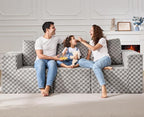 Modular Sectional Sofa 3-Seater Modular Couch with Deep Seat Memory Foam Cloud Chair with Pillows Oversized Sectional Sofa for Living Room Bedroom (Plush Grey, 3-Seater)
