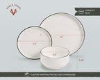 Ceramic Dinnerware Set, 12-Piece Service for 4, Round, Microwave and Dishwasher Safe, Cambridge Classics (French)