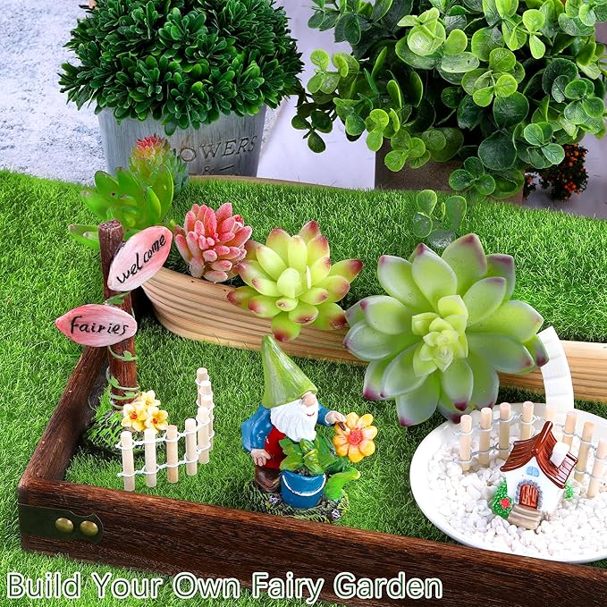 Elcoho 6 Pieces Fake Grass for Crafts Fairy Garden 6 x 6 Inches Artificial Garden Grass for Miniature Ornament Dollhouse DIY Decoration