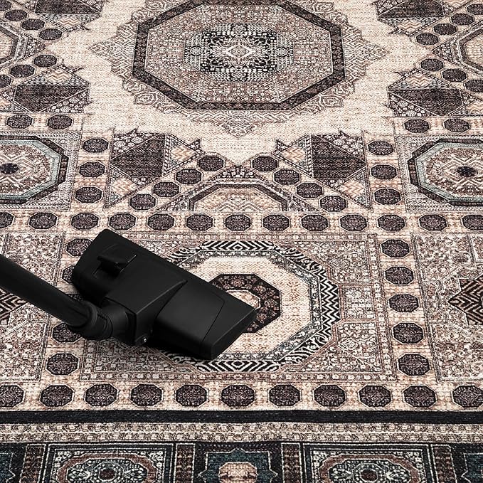 Keen Home Design 4x6 Rug - Machine Washable Area Rug with Non-Slip Backing, Ideal for Living Room, Dining Room, Bedroom - Vintage, Easy Clean, Durable, Low Pile Rug - (4' x 6')