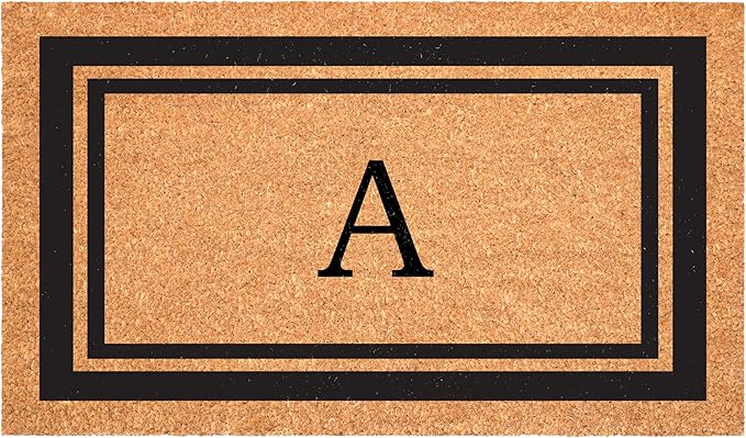 Calloway Mills 152962436A Black Border 24" x 36" Monogram Doormat, (Letter A)