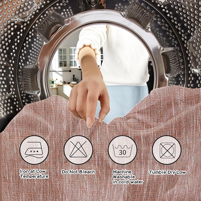 MYSKY HOME Ceiling Curtains for Living Room, Soft Cotton Curtain Polyester Blend Semi Sheers Light Filtering Window Treatments Decor Back Tab Top Panel, 50" x 95", Brick Red, 2 PCs