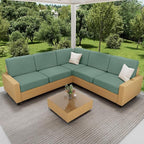 hyha Waterproof Sectional Couch Covers, Non Slip Sofa Couch Cushion Covers L Shape, Thick Stretch Jacquard Fabric, Washable Sofa Slipcovers with Elastic Bottom (1 Piece for Chaise, Green)