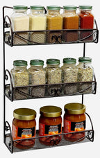 Deco Brothers 3 Tier Wall Mounted Hanging Spice Rack, Bronze
