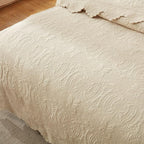 MarCielo 3-Piece 100% Cotton Oversized Bedspread Lightweight Quilt Coverlet Embroidery Farmhouse Bedding Set(TL Beige,Oversized King (118"x106"))
