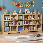 Book Shelf, 8 Cubes Storage Organizer, 3-Tier Open Shelf Wooden Bookcase, Freestanding Log Bookshelf Cube Shelf for Bedroom, Living Room, Home Office