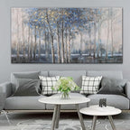 Canvas Wall Art Decor Pictures Wall Decor Prints Modern Wall Art Decor Large Gold Wall Art Blue Grey Misty Botanical Textured Artwork for Walls For Room Living Room Bedroom Office Wall Decor 29"X58"