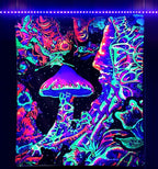 ADDWel Blacklight Mushroom Tapestry, Upright Tapestry Glow In The Dark, UV Reactive Black Light Tapestries Posters Wall Hanging for Backdrop Bedroom Dorm Living Room Decor(60"x80")