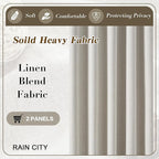 132 Inch Blackout Curtains Panels Set,Linen Textured Custom Curtains High Ceiling to Floor Rod Pocket Back Tab Farmhouse Dark Out Window Drapes for Living Room 11ft Length,Natural Birch/Ivory